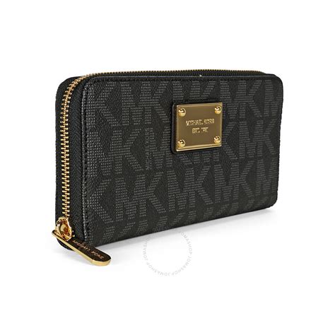 michael kors black pvc continental wallet|Michael Kors monogram zip wallet.